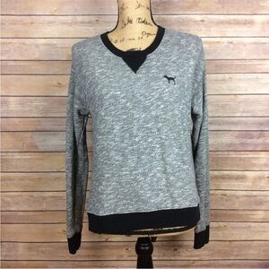 PINK Victorias Secret Womens Size XS Gray and Black Crew Neck Sweater